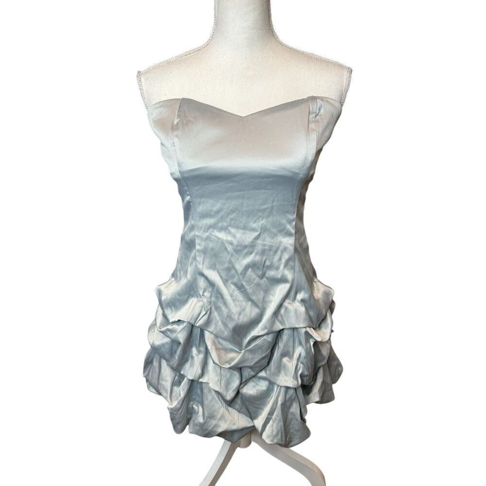 Ruby Rox Y2k Vintage Silver sleeveless ruched cocktail mini dress Sz 9 NWT!